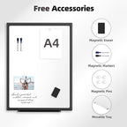 VUSIGN 36'' x 24'' Magnetic White Board for Wall, Dry Erase Board with Black Aluminium Frame, Hanging Whiteboard for Office, Home, Meeting - Accessories Included