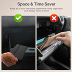 CoBak Leather Car Registration and Insurance Holder with Magnetic Compartment - Vehicle Glove Box Organizer for Driver License, Cards, Emergency Cash - Auto Truck Accessories Case, Carbon Fiber Black