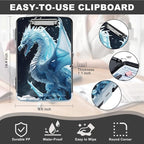Snow Dragon Clipboard with Pen Holder - Heavy Duty Plastic Storage Clipboard with Low Profile Clip