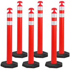 OrangeStar 42" Traffic Delineator Posts, 6 Pcs Orange Delineator Cones with Heavy Duty Rubber Base for Road Safety, Parking Lots