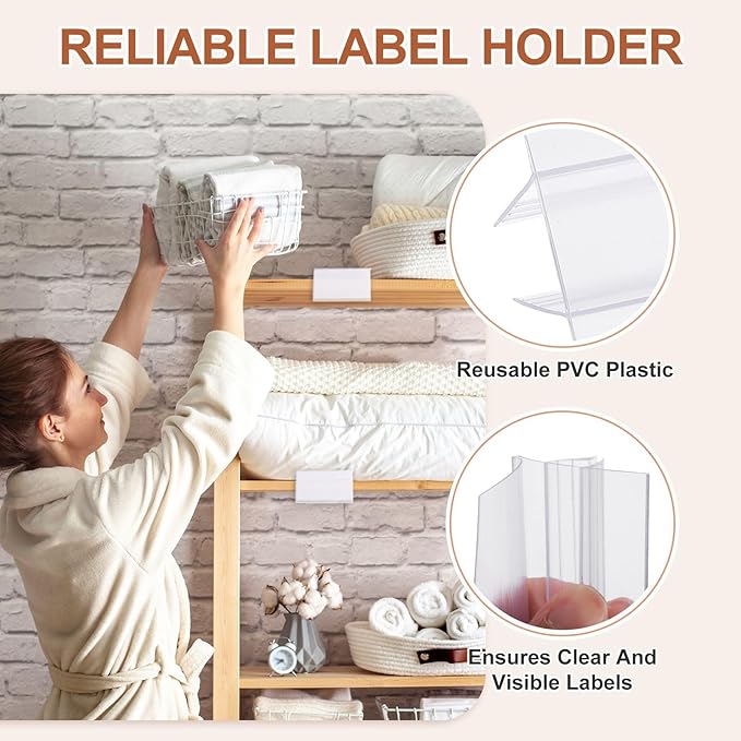 PATIKIL 3.9" x 1.8" Wire Shelf Label Holder, 20 Pack Reusable Plastic Price Tag Display Clip for 0.59" to 0.71" Thick Shelves with Paper Inserts Pens for Home Market Store, Clear