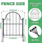 Garden Fence, 22 in(H) x 21 ft(L) Arched Rustproof Metal No Dig Fence Garden Fence Border, Ground Stake Animal Barrier Fence for Rabbit Dog, Outdoor Landscape Decor for Yard & Patio,19 Pack