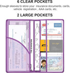 Cacturism Car Registration and Insurance Card Holder, Vehicle Glove Box Car Organizer Women Car Accessories with Magnetic Shut for Cards, Essential Document, Driver License, Purple
