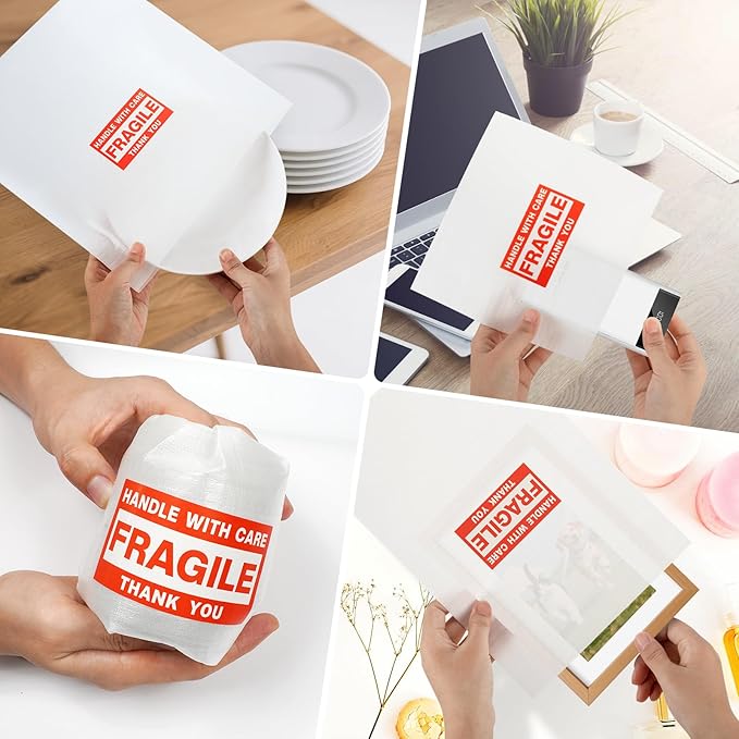 560 pcs Moving Packaging Supplies, 280 Cushioning Foam Pouches and Sheets, 4 Sizes (16x12", 12x12", 12x7.8", 7.8x7.8") with 280 Fragile Stickers, Cushion Foam Pouch for Moving, Packaging, Storage.