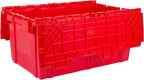 Hudson Exchange 27.3 x 17.2 x 12.6 (3 Pack) Storage Tote Distribution Container with Hinged Attached Lid, Red