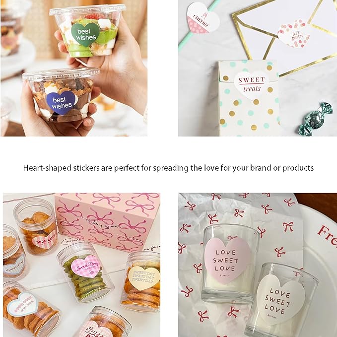 Custom Stickers Heart Labels Wedding Favor Personalized Labels for Gift Box Customized Sticker with Love 100,200pcs, 1",1.5",2", 3", 4"