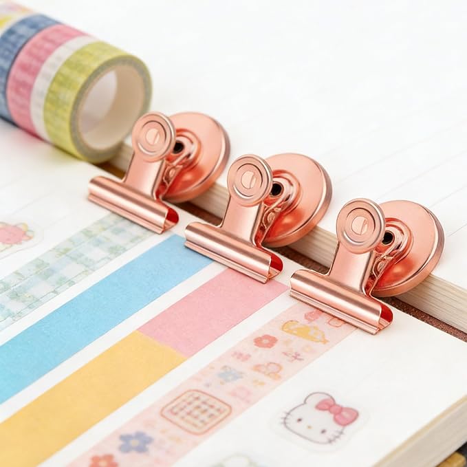 Strong Magnetic Clips, 20 Pack, 1.2 Inch, 30 mm, Rose Gold, Refrigerator Magnet Clips, Medium Clip Magnets, Office Supplies, Photo Displays