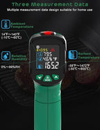 Infrared Thermometer Gun,SQECH Laser Thermometer Gun -58℉～1472℉(-50℃～800℃),Temperature Gun with Ambient Temperature/Humidity/Adjustable Emissivity/Color Backlight for Cooking, Oven,Engine,HVAC