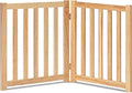 LZRS 2-Panel Wooden Free Standing Foldable Dog Gate Indoor – Solid Hardwood 24" High, Step-Over Safety Pet Gate for Doorways, Stairs & Small Spaces - Indoor Use, Natural
