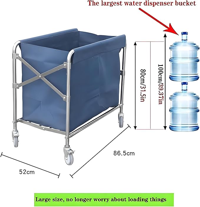 Commercial Laundry Cart 12 Bushel (400L) Collapsible Laundry Baskets with Wheels, Heavy Duty Industrial Rolling Baskets Trucks with Steel Frame and Waterproof Oxford Cloth, for Home Organizer Storage