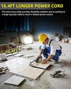 14400LM LED Work Light, 120W Flood Light with 16FT Cord & Switch, Portable Worklight with Stand, 5000K IP66 Waterproof Construction Lighting for Job Site Repairing Workshop Garage