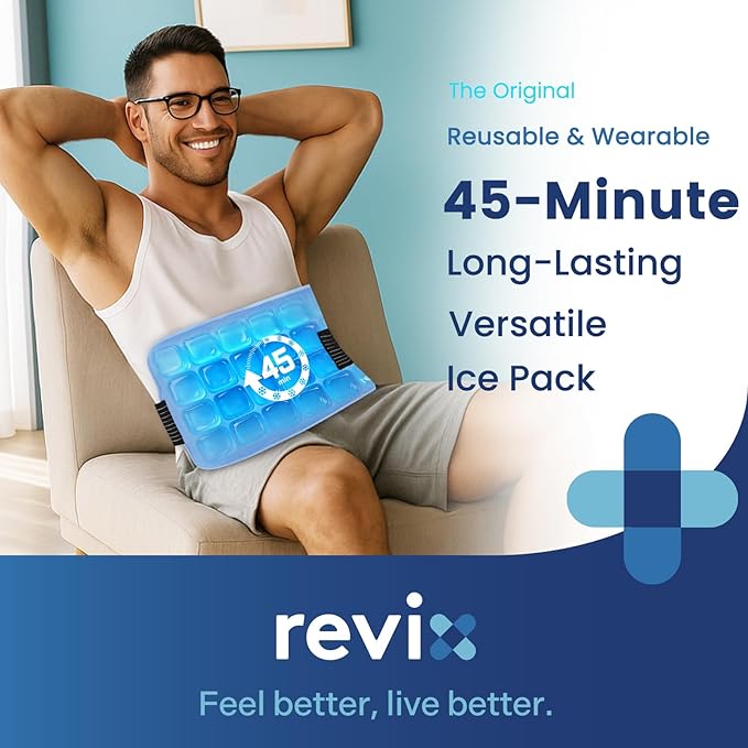 REVIX Large Ice Packs for Injuries Reusable, 45-Minute Long-Lasting Cold Therapy with Ice Grid Gel Design, Multi-Purpose Reusable Gel Cold Pack for Knee, Shoulder, Back, Elbow, Hip, Tight, 16 × 9"