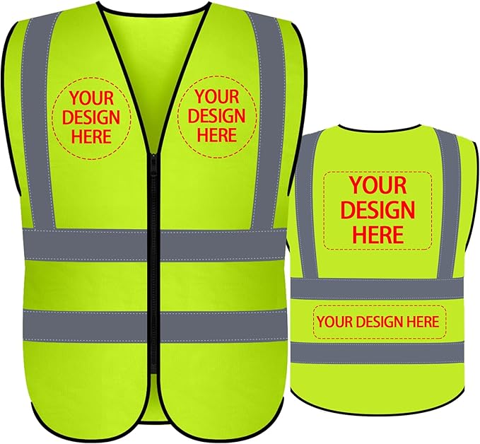 BeautyWill Custom Safety Vest Customized Logo Class 2 High Visibility Reflective Vest with Pockets Construction workwear