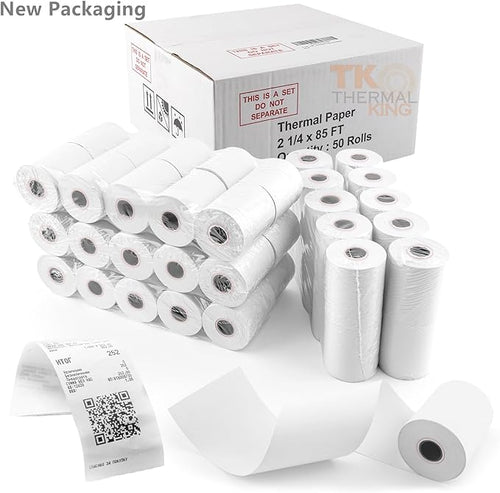 (50 Rolls) 2 1/4" x 85' Thermal Paper, POS Receipt Paper for Retail Business Cash Register, Fits Most Credit Card Terminal