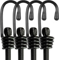 Bungee Cords with Hooks, Heavy Duty Outdoor Elastic Bungee Straps，No Odour Industrial Grade Bungee Rope for Securing Tarps, Luggage, Tents, Bikes or Garden Tidying 48inch 4Pcs (Black)