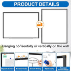 H-Qprobd Large Magnetic White Board Dry Erase Whiteboard with Black Aluminum Frame, 60"X40" Hanging White Boards for Wall with Long Pen Tray, Presentation Board for Office Classroom Home