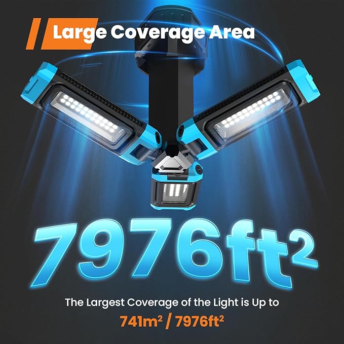 5000 Lumen Work Light with Stand, GoGonova 67'' Rechargeable Cordless Work Light with Triple LED Lamps, 1200/2500/5000 Lumen, 4500/7000K Dimmable Led Work Light Kit with Detachable Tripod