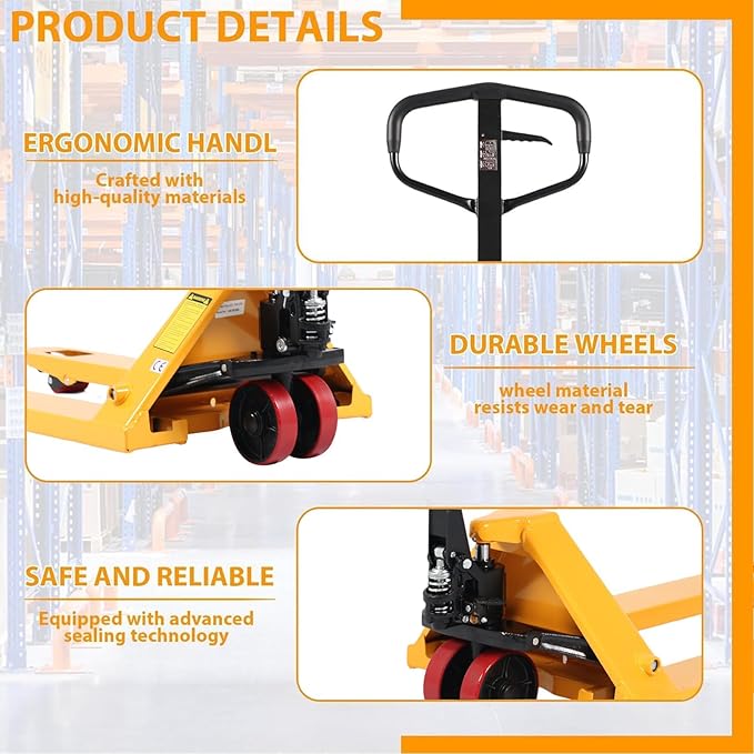 Heavy Duty Pallet Jack - 5500lbs Capacity, 3" Fork Lowered Height, Narrow Aisle Pallet Truck (71.4"), Durable Hydraulic System, 48×21" Fork