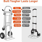 1000 LBS Dolly Cart with Wheels, 4 in 1 Folding Hand Truck, Stainless Steel Heavy Duty Industrial Convertible Hand Cart, Utility Collapsible Hand Truck Dolly for Warehouse, Home, Office, Etc