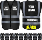 BeautyWill 10/20 Pack Custom Logo Safety Vest,Bulk High Visibility Class 2 Reflective Work Vests