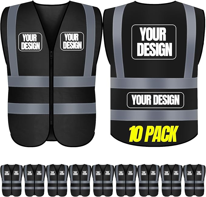 BeautyWill 10/20 Pack Custom Logo Safety Vest,Bulk High Visibility Class 2 Reflective Work Vests