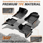 TripleAliners Floor Mats Compatible with Ford Ranger 2024-2025 SuperCrew Accessories All Weather Custom Fit 1st & 2nd Row TPE Truck Floor Liners Black
