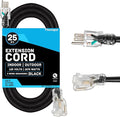 12 Gauge Extension Cord 25 Ft, SJTOW Oil Resistant & Flame Retardant Heavy Duty Extension Cord Black 3 Prong 25ft, 12/3 Black Outdoor Electric Cable Great for Major Appliance, Farm & Ranch