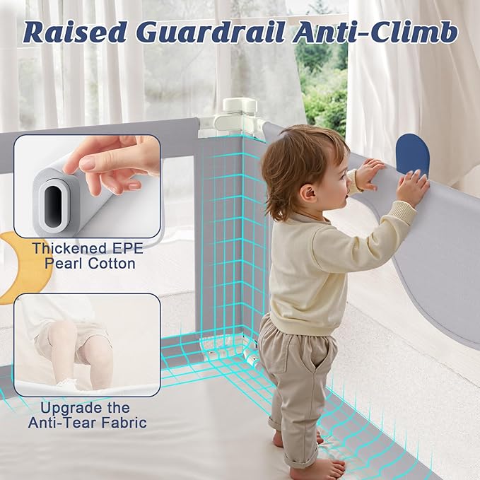 3-Piece Bed Rail for Toddlers with Headboard Rod, Adjustable Baby Bed Rail Guard, Twin/Full/Queen/King Size Bed (3, 78.7 * 78.7 * 59 Inch- Queen Size)