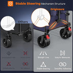 48" L Collapsible Wagon Cart Foldable, 560lbs Weight Capacity 300L Heavy Duty Folding Beach Wagons with Big All-Terrain Wheels, Utility Carts for Groceries, Shopping, Camping, Sports - Grey&Purple