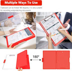 Clipboard with Storage,Heavy Duty Clip Boards 8.5x11 with 2 Storage Case,Clear Visible Top Panel Storage Clipboards,Side Opening Clip Boards,Nursing Clipboard Folder Case for Office Supplies-Red