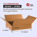 TAPE LOGIC 18 x 14 x 4 Corrugated Cardboard Boxes, Flat 18"L x 14"W x 4"H, Pack of 25 | Shipping, Packaging, Moving, Storage Box for Home or Business, Strong Wholesale Bulk Boxes
