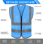 Reflective Safety Vest for Men Women with 5 Pockets and Zipper Front High Visibility Construction Vest Meets ANSI/ISEA Standards
