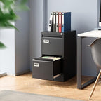 2 Drawer File Cabinet, Filing Cabinets for Home Office, Metal Vertical File Storage Cabinet with Lock, Locking File Cabinet for A4 Legal/Letter, 15.1" W x 17.7" D x 28.7" H, Assembly Required