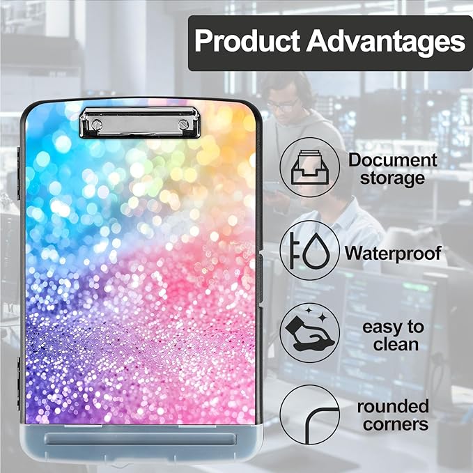 Pattern Design Clipboard with Storage - Heavy Duty Legal Size Clipboard, Ideal for Teachers, Nurses, Office Workers, Contractors, and Kids - 9.5 x 14.2 Inch (Flash Color)