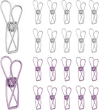 PATIKIL 50Pcs Paper Office Binder Clips, 1.26" Small Metal Wire Hollow Out Paper Clamps Long Tail Binder Clips for Photo Clothes Hanging Office Home Kitchen Food Package, Silver/Purple