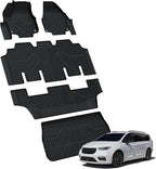 LASFIT Floor Mats for Chrysler Pacifica 2017-2025, All-Weather TPE Floor Liners & Trunk Cargo Mats Accessory for Pacifica/Voyager (7-Seater,Non Hybrid