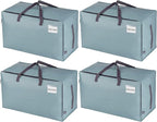 VENO 4 Pack Moving Bags and Large Christmas Decoration Storage Bins with lids. Alternative to Moving Boxes, Packing Supplies for College. Heavy Duty Totes (Light Blue Matte, 4 Pack)