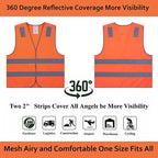 Orange Safety Vests 10 Pack,Reflective High Visibility Construction Working Vest for Men,Woman,Pockets,Hi Vis Mesh and Neon Silver Strip