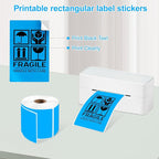 3 X 5 Inch Printable Rectangle Color Coding Labels, 300 Per Roll Adhesive Color Coding Stickers for Bar-Codes, Address, Small Business Labeling, Inventory, Fluorescent Blue