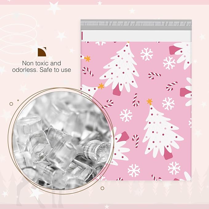 Metronic Christmas Poly Mailers 14.5x19" 500 Pack Shipping Bags for Clothes,Self Adhesive Shipping Envelopes for Small Business,Waterproof Mailers Poly Bags for Shipping,Packaging Mailing Bags Pink