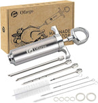 Ofargo Stainless Steel Meat Injector Syringe Kit with 4 Marinade Needles for BBQ Grill Smoker, Gifts for Men Dad Husband in Thanksgiving Christmas Day, 2-oz Large Capacity, Both Paper User Manual and E-Book Recipe