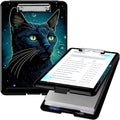 Clipboard with Storage, High Capacity Plastic Storage Clipboard with Pen Holder for Women Teachers Work, School & Office Supplies, Cute Pattern Decorative Clipboards, Planet Cat
