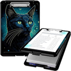 Clipboard with Storage, High Capacity Plastic Storage Clipboard with Pen Holder for Women Teachers Work, School & Office Supplies, Cute Pattern Decorative Clipboards, Planet Cat