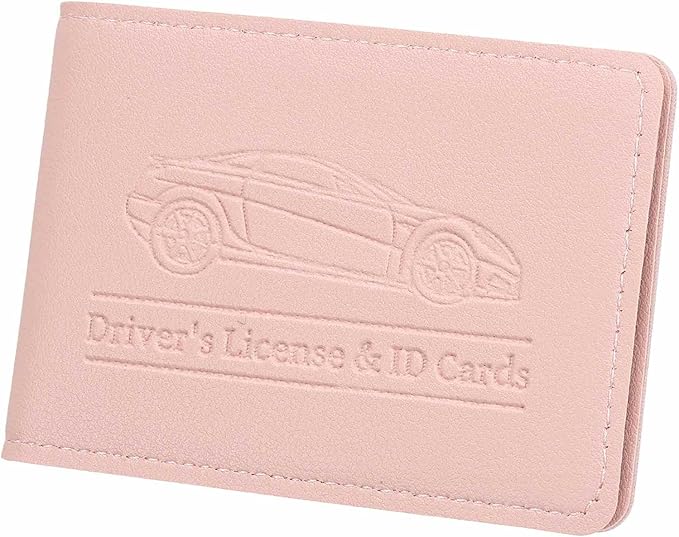 HARFINGTON Car Registration and Insurance Holder PU Leather Vehicle Glove Box Organizer Storage Accessories Car ID Holder with 4 Pockets for License ID Card Bank Card Documents, Pink
