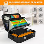 JUNDUN Fireproof Document Box,Hard Case Fireproof Document Organizer with Lock，Home Travel Portable Fireproof Safe Storage Box Case for Letter Size Documents,Files,Papers and Passport,Black