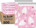 Metronic Christmas Poly Mailers 14.5x19" 500 Pack Shipping Bags for Clothes,Self Adhesive Shipping Envelopes for Small Business,Waterproof Mailers Poly Bags for Shipping,Packaging Mailing Bags Pink