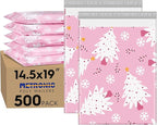 Metronic Christmas Poly Mailers 14.5x19" 500 Pack Shipping Bags for Clothes,Self Adhesive Shipping Envelopes for Small Business,Waterproof Mailers Poly Bags for Shipping,Packaging Mailing Bags Pink