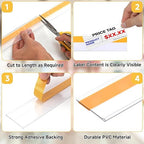 50 Pcs Shelf Label Strips, Self Adhesive Shelf Label Holder, 1.5''H x 48''L with 50 White Labels Sheets Price Tag Holder Clear Plastic Shelves Clip for Supermarket Gondola Shelving (Clear)