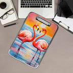 Clipboard with Storage,Office Supplies Nursing Clipboards Folder with Pen Holder Plastic Storage ClipBoard Foldable for Teacher Nurse,Sunset Flamingo