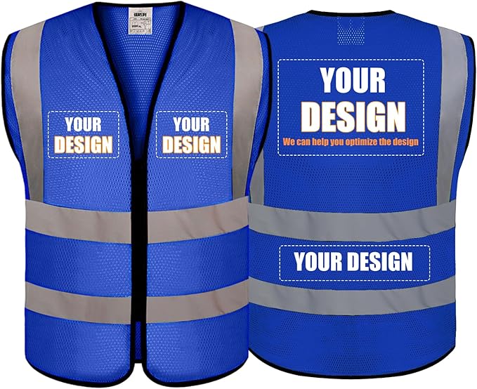 BeautyWill Custom Safety Vest Customized Logo Class 2 High Visibility Reflective Vest with Pockets Construction workwear